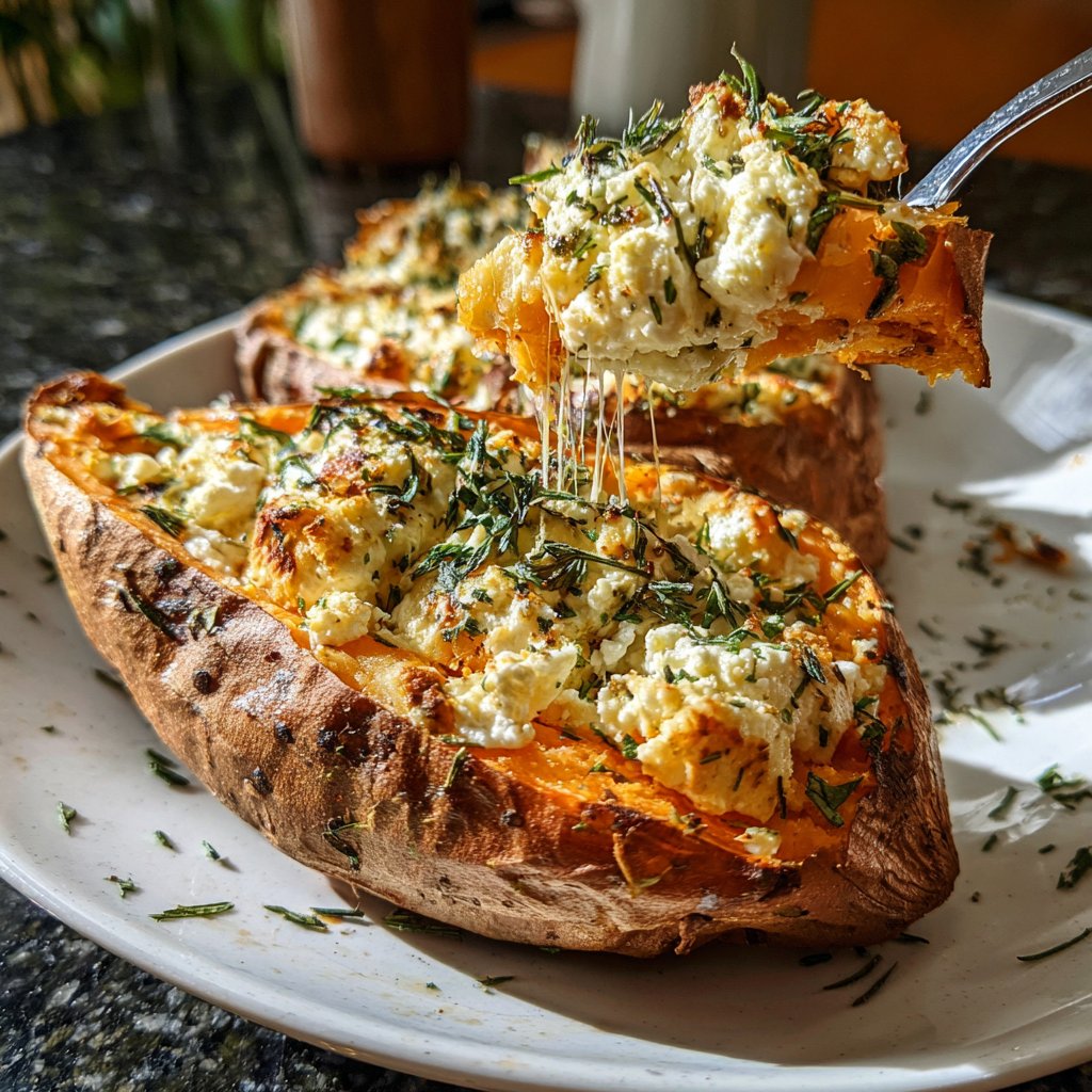 Gefüllte Süßkartoffeln mit Feta