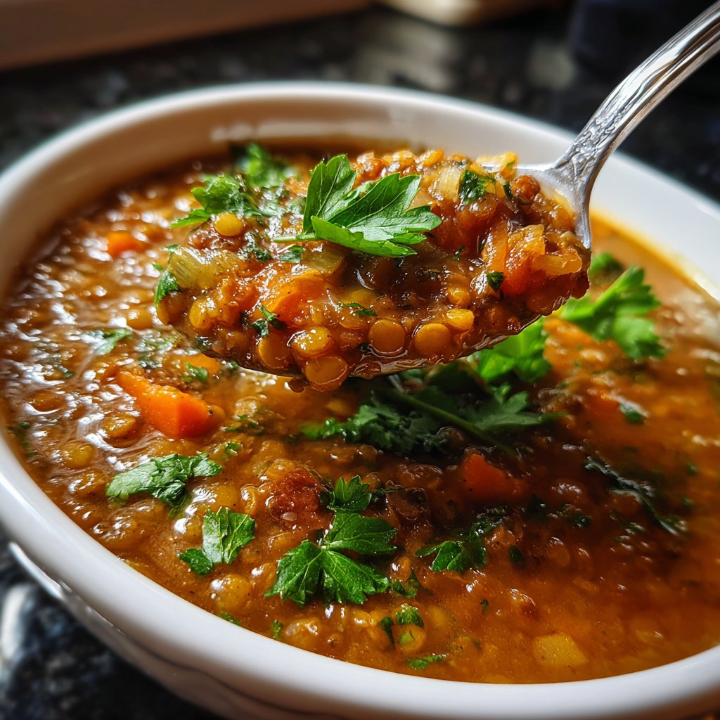 Linsensuppe mit Petersilie
